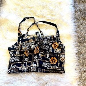 Black & Gold Tribal Print Tie-Front Crop Top